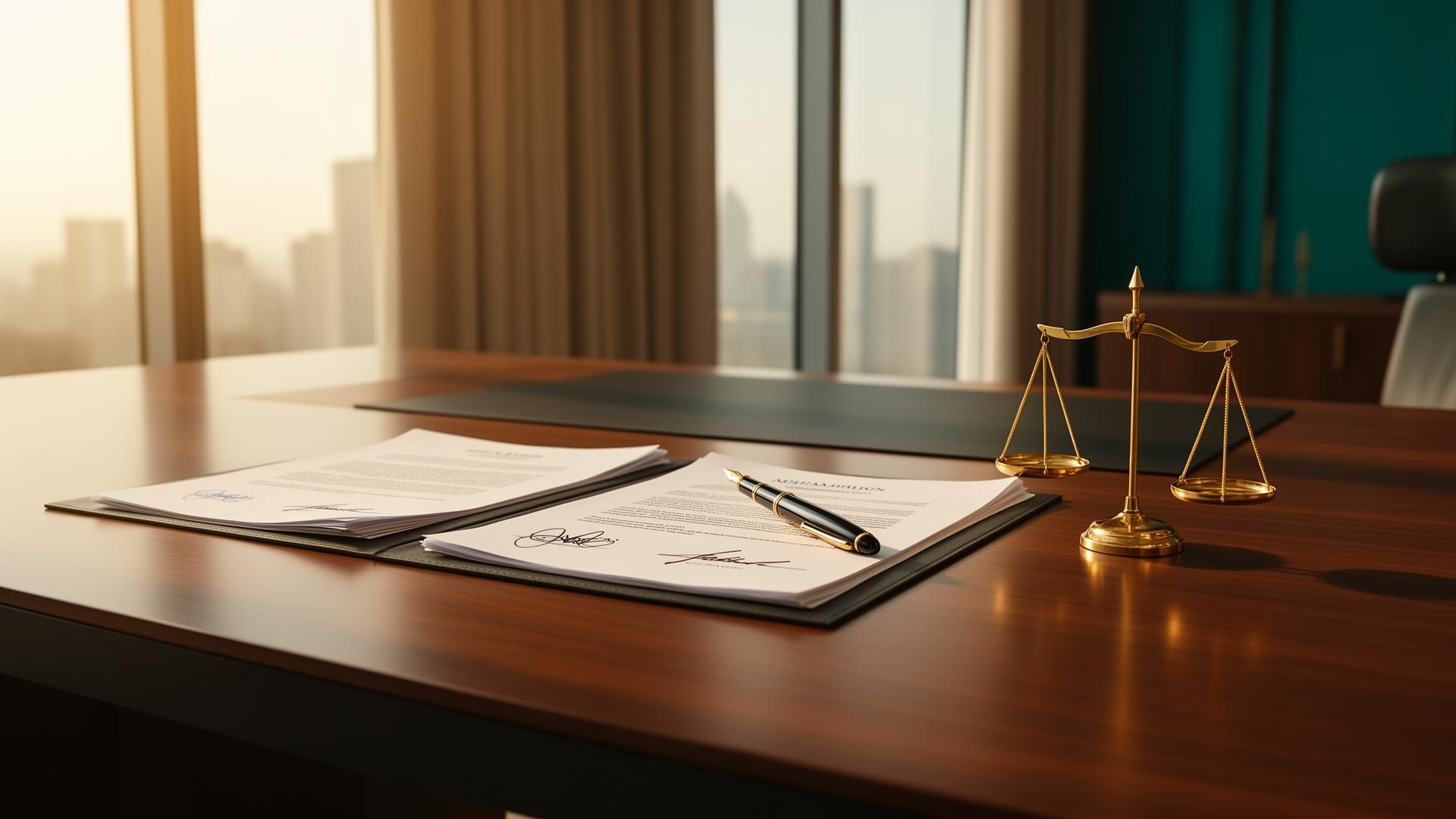 Elegant legal documents on a modern desk